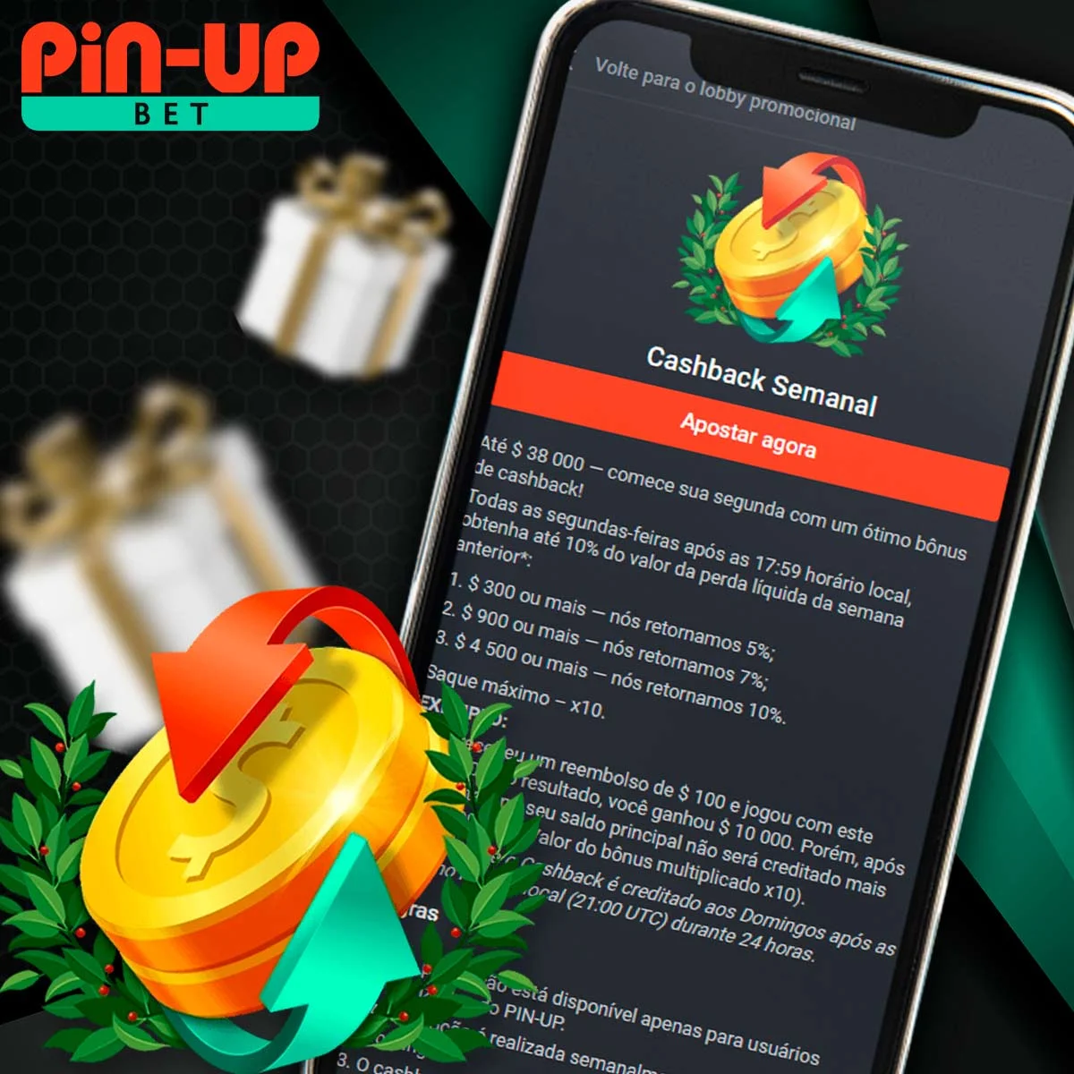 Cashback semanal en la aplicación Pin Up